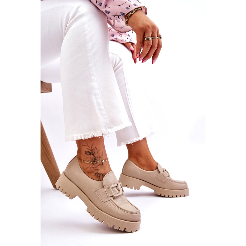 Lemar Scarpe in pelle alla moda Mocassini beige 2