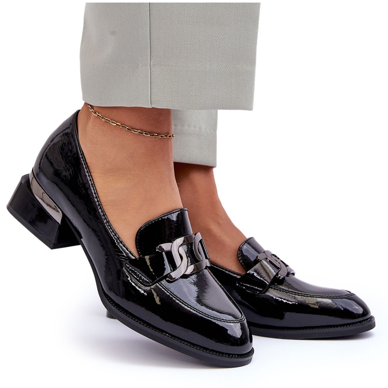 Vinceza Scarpe in vernice, mocassini neri con tacco alto nero 4