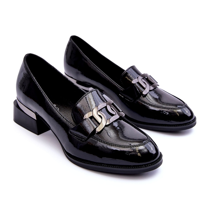 Vinceza Scarpe in vernice, mocassini neri con tacco alto nero 3