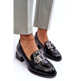 Vinceza Scarpe in vernice, mocassini neri con tacco alto nero 2
