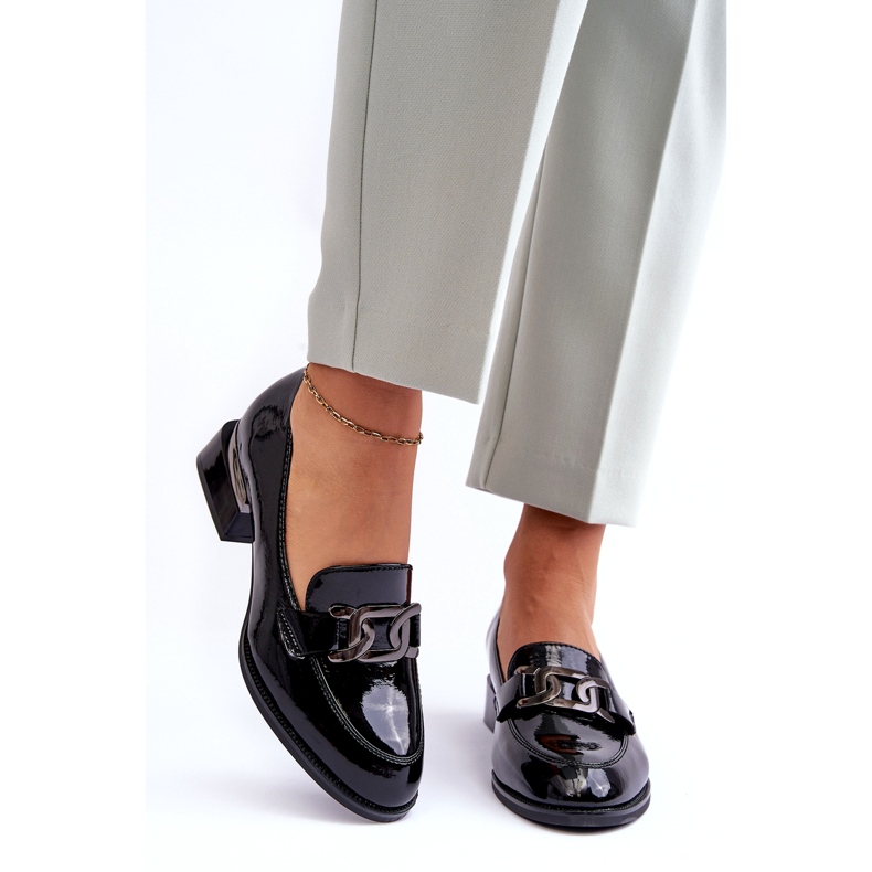 Vinceza Scarpe in vernice, mocassini neri con tacco alto nero 1