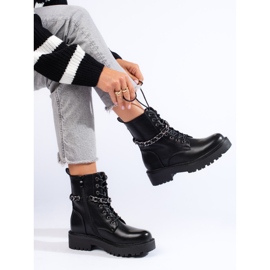 Borsette da donna nere con catena in pelle ecologica nero 2