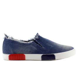 Sneakers in jeans suola colorata BL65 Navy blu 1