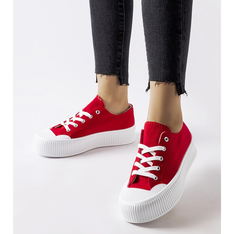 Sneakers rosse con suola spessa Fortunata rosso 1