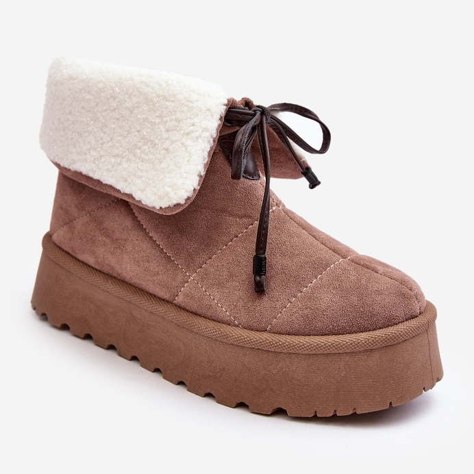 Stivali da neve con plateau Olimuka beige con pelle di pecora 1