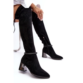 S.Barski Stivali sopra il ginocchio con tacco alto da donna D&amp;A MR870-65 Neri nero 2