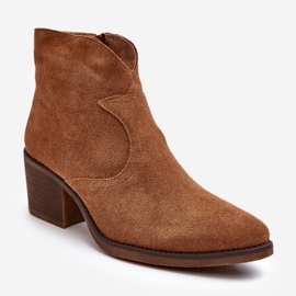 S.Barski Stivali da cowboy in pelle scamosciata con cerniera D&amp;A SN622-29 Cammello marrone 1