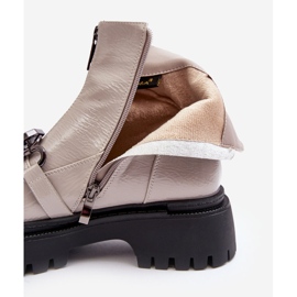 S.Barski Stivali con cerniera da donna in vernice D&amp;A MR870-94 Grigio chiaro beige 1