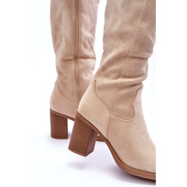 Day-Vine Stivali con tacco alto in pelle scamosciata da donna Khabira beige chiaro 2