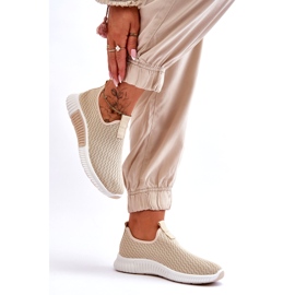 Scarpe sportive slip-on classiche da donna, beige 4
