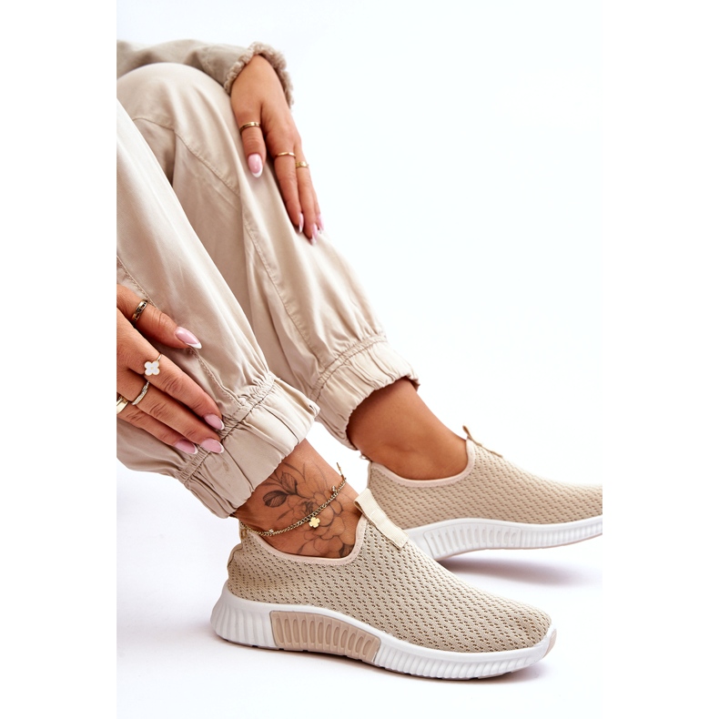 Scarpe sportive slip-on classiche da donna, beige 1