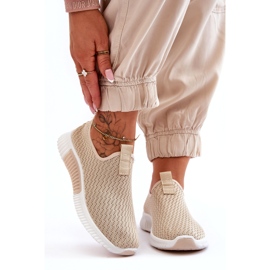 Scarpe sportive slip-on classiche da donna, beige 2