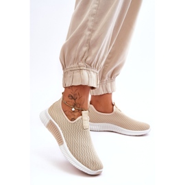 Scarpe sportive slip-on classiche da donna, beige 3