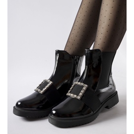 Stivaletti in vernice nera con strass Lisandro nero 1