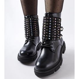 Stivaletti neri decorati con zirconi Cento nero 2