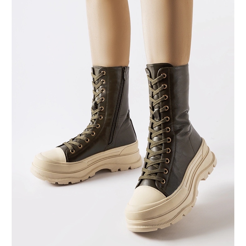 Scarpe Giselda verde scuro con suola spessa 1