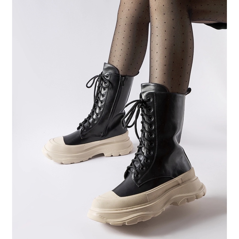 Scarpe da lavoro nere con suola spessa Crosia beige nero 1