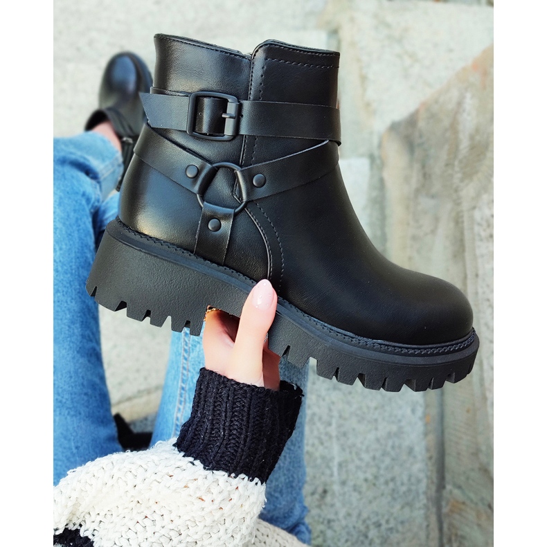 Stivali da donna in ecopelle nera con decorazione Aline nera nero 2