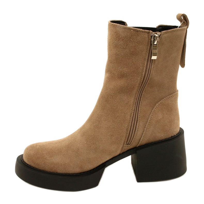 Filippo Stivaletti con tacco alto in pelle scamosciata beige 1