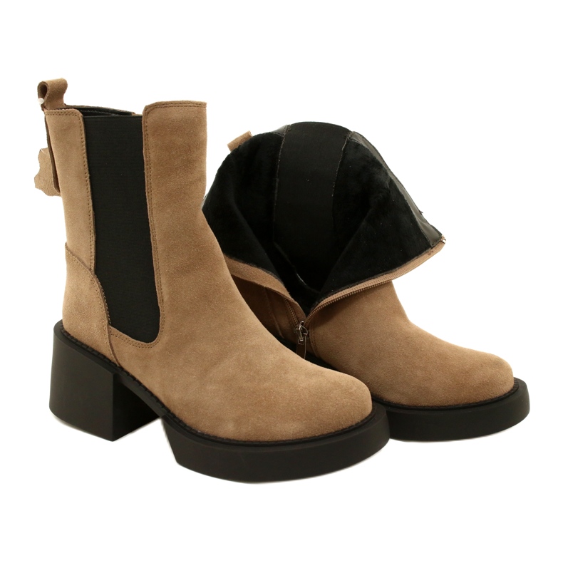 Filippo Stivaletti con tacco alto in pelle scamosciata beige 4