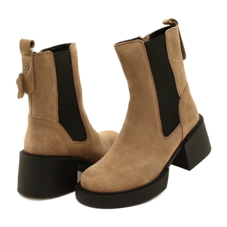 Filippo Stivaletti con tacco alto in pelle scamosciata beige 3