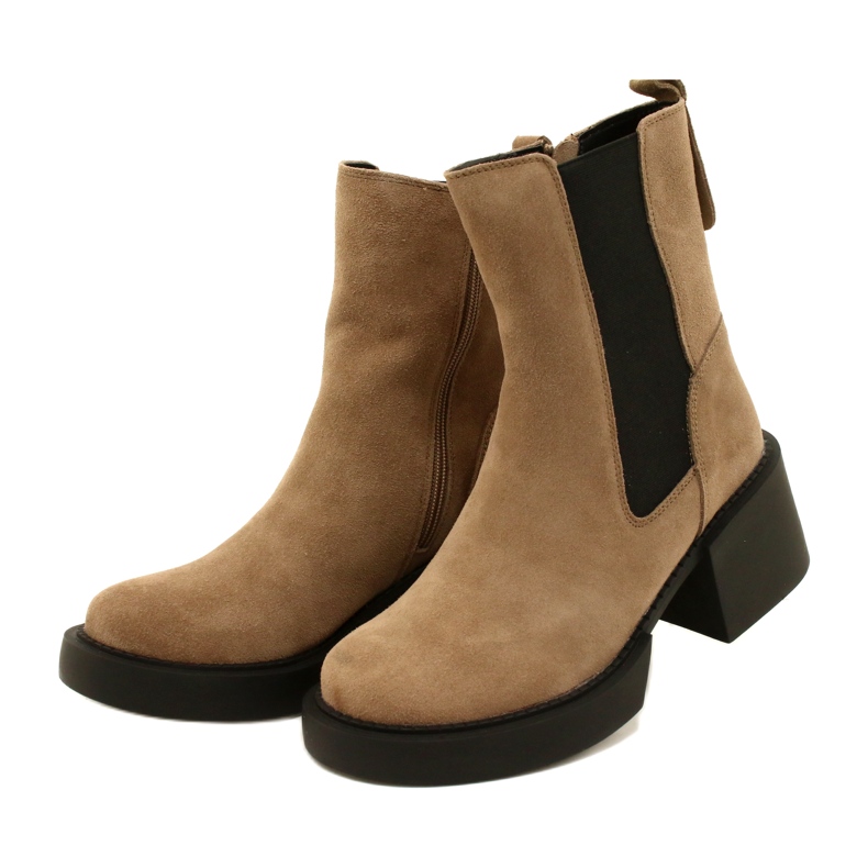 Filippo Stivaletti con tacco alto in pelle scamosciata beige 2