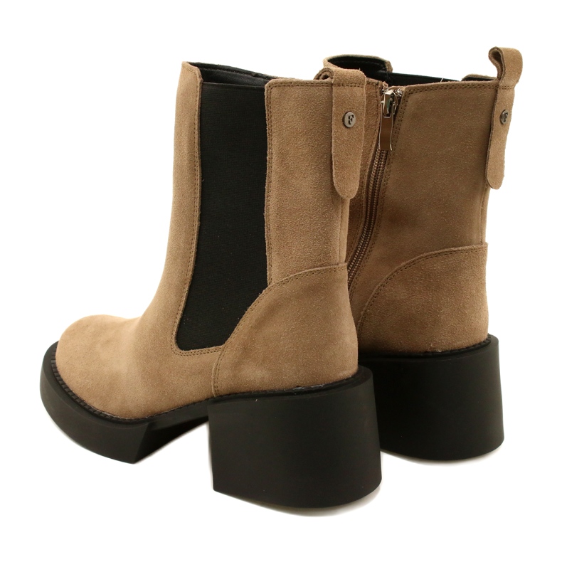 Filippo Stivaletti con tacco alto in pelle scamosciata beige 5