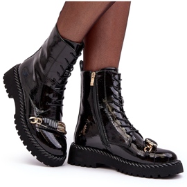 Stivaletti da donna in vernice con decorazione neri S.Barski MR870-67 nero 5