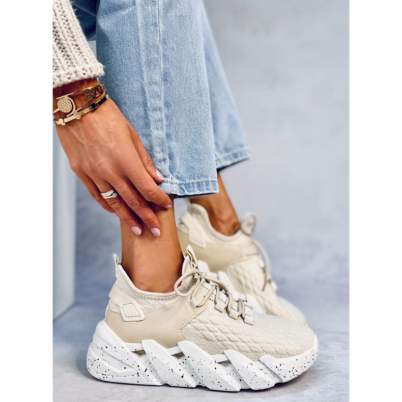 Scarpe sportive a calzino Indu Beige 1