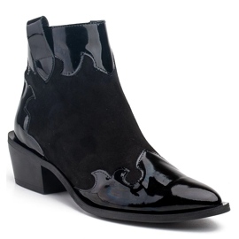 Marco Shoes Stivali neri realizzati in pelle scamosciata naturale con l'aggiunta di vernice nero 1