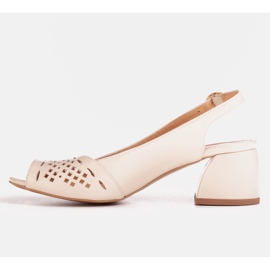 Marco Shoes Sandali in camoscio beige con perforazione 1