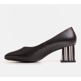 Marco Shoes Décolleté in pelle nera con tacco zebrato nero 2