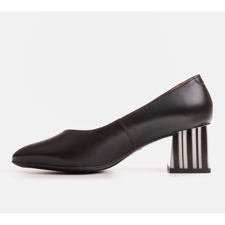 Marco Shoes Décolleté in pelle nera con tacco zebrato nero 2