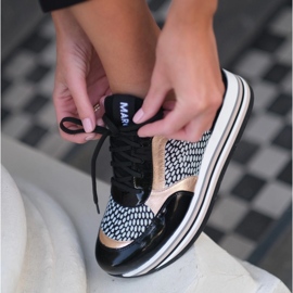 Marco Shoes Sneakers leggere su una suola spessa in pelle naturale nero 1