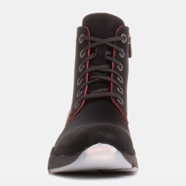Marco Shoes Stivali sportivi da donna in nabuk con inserti rossi nero 1