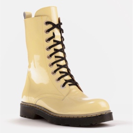 Marco Shoes Stivaletti alti, stivali legati su una suola traslucida giallo 2