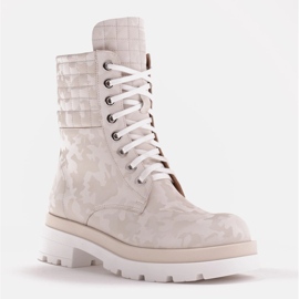 Marco Shoes Stivali mimetici in stile militare beige 1