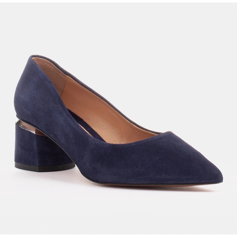 Marco Shoes Décolleté in camoscio naturale con dettaglio argento nel tallone blu 1