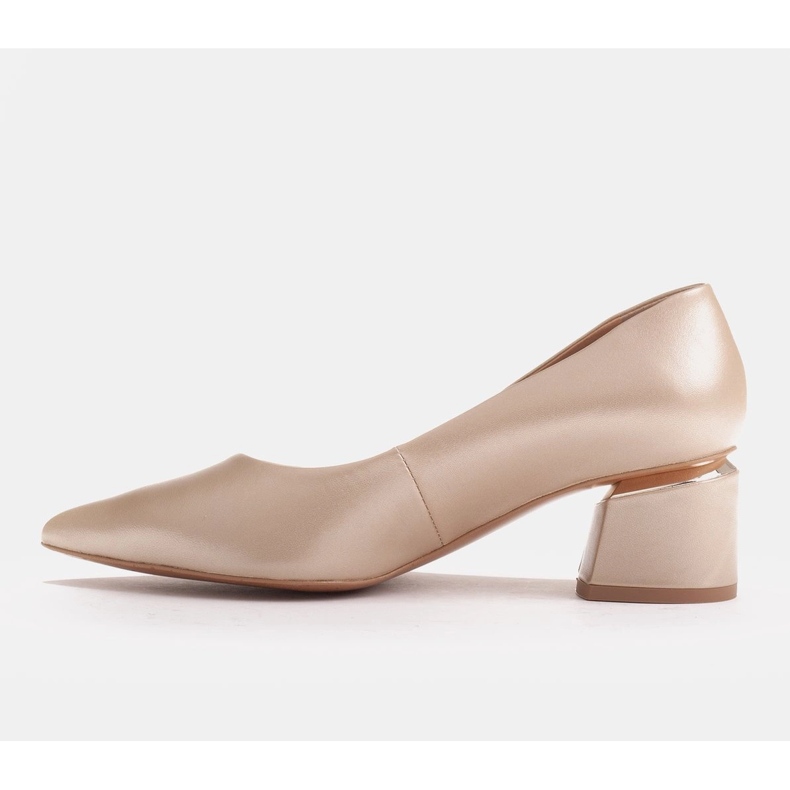 Marco Shoes Décolleté in vera pelle con dettaglio tacco argento beige 1
