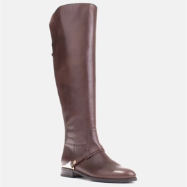 Marco Shoes Stivali da equitazione in pelle con placca oro marrone 1