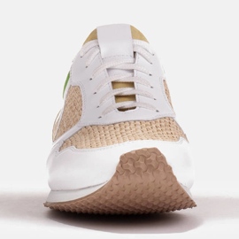 Marco Shoes Sneakers con elementi di rafia e pelle fiore bianca 1