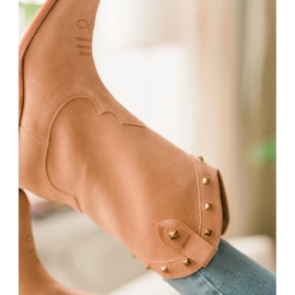 Marco Shoes Stivali da cowboy in camoscio con getti beige 1