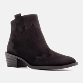 Marco Shoes Eleganti stivaletti in pelle con tacco basso nero 1