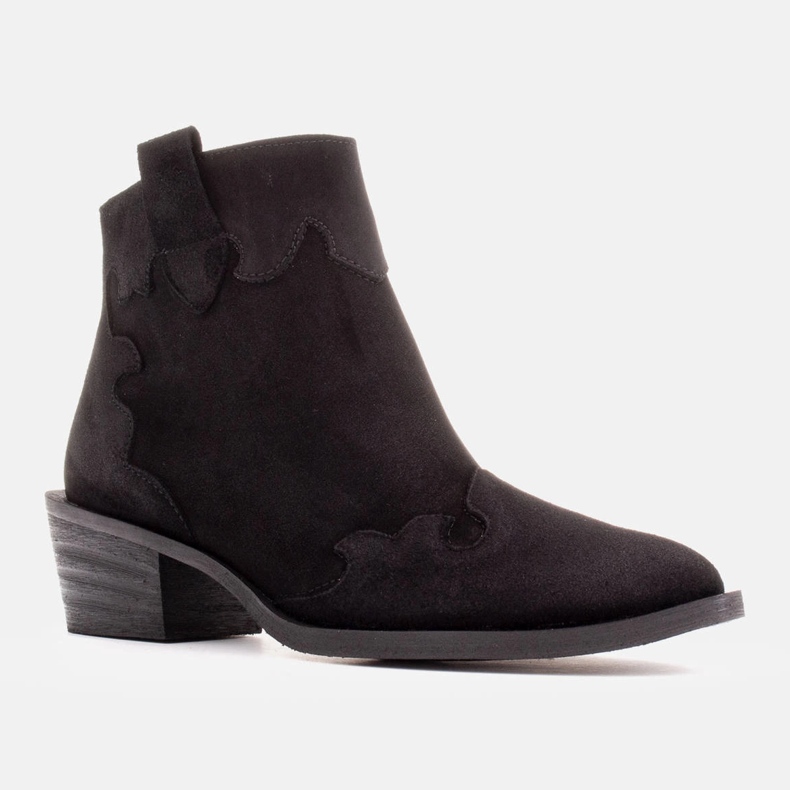 Marco Shoes Eleganti stivaletti in pelle con tacco basso nero 1