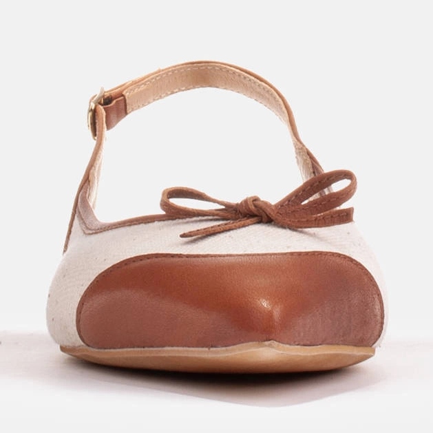 Marco Shoes Sandali in una combinazione di pelle naturale e tessuto beige 2