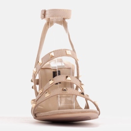 Marco Shoes Sandali in camoscio con borchie decorative beige 2