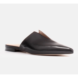Marco Shoes Ciabatte in pelle con intaglio nero 1