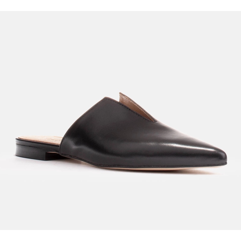 Marco Shoes Ciabatte in pelle con intaglio nero 1