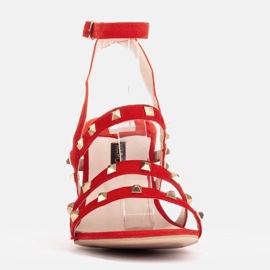 Marco Shoes Sandali in camoscio con borchie decorative rosso 1