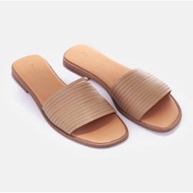Marco Shoes Pantofole in pelle beige 1